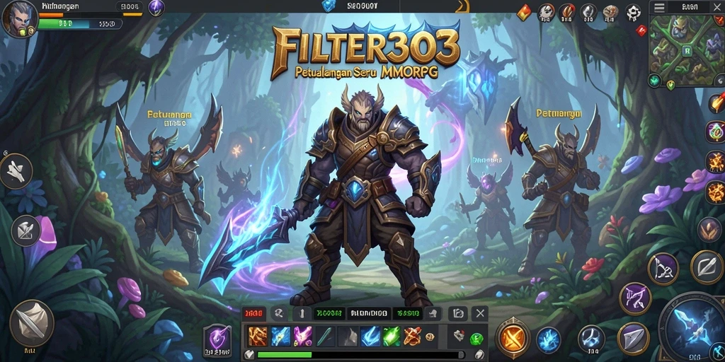 Gameplay FILTER303 menampilkan pertempuran epik di dunia MMORPG.