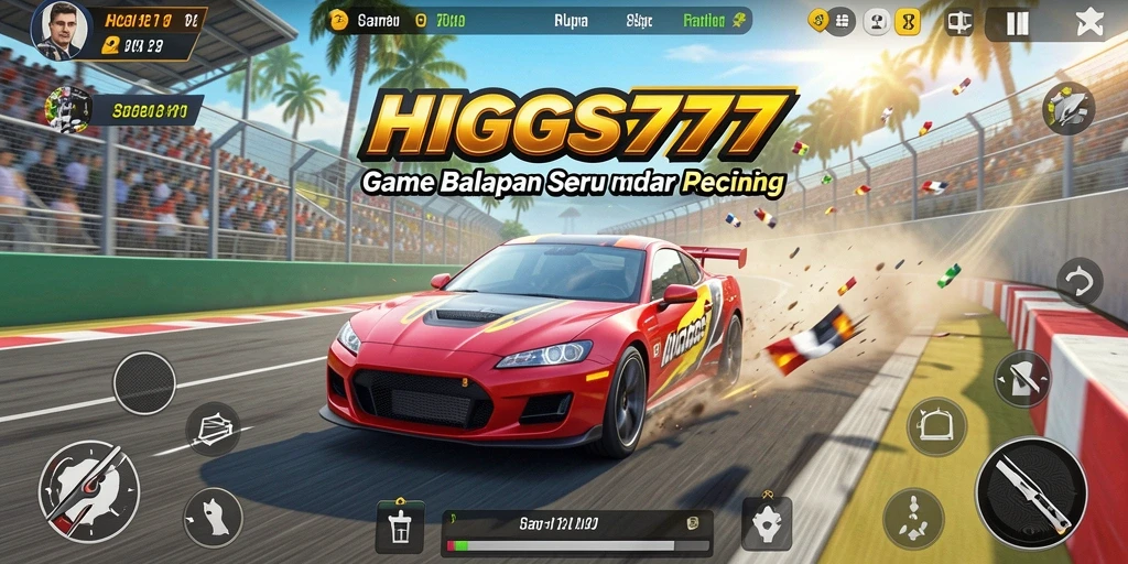 Tampilan gameplay HIGGS777 yang mendebarkan dan penuh aksi balapan.
