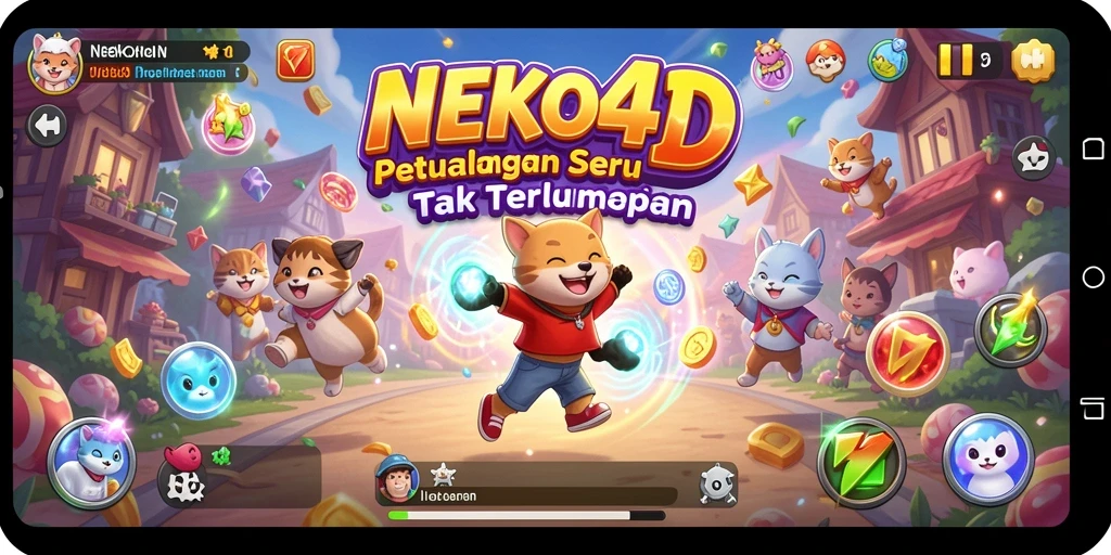 Tampilan permainan NEKO4D yang penuh aksi dan warna.
