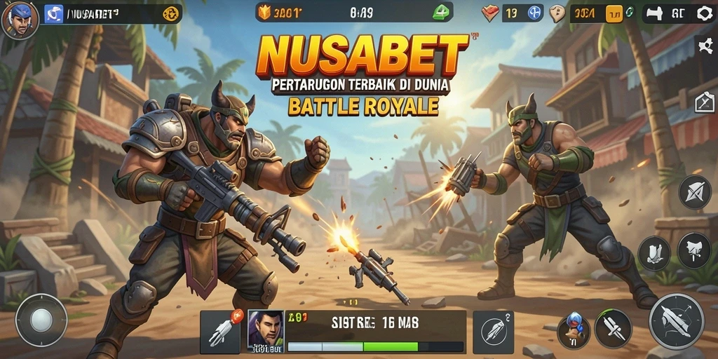Gameplay NUSABET dengan aksi seru dan strategi Battle Royale.