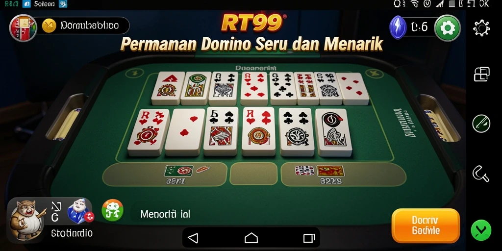Screenshot gameplay RT99 yang seru menampilkan permainan Domino yang menarik.