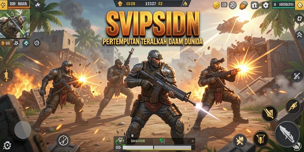 Screenshot gameplay <strong>SVIPSIDN</strong> yang menampilkan aksi pertempuran Battle Royale.