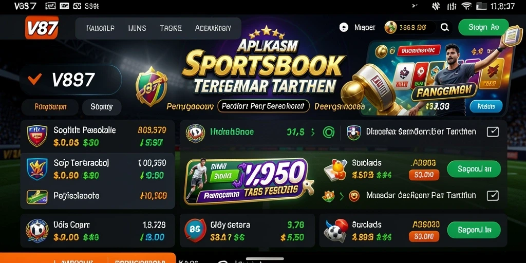 Screenshot V87 menampilkan antarmuka taruhan olahraga yang menarik dan intuitif.