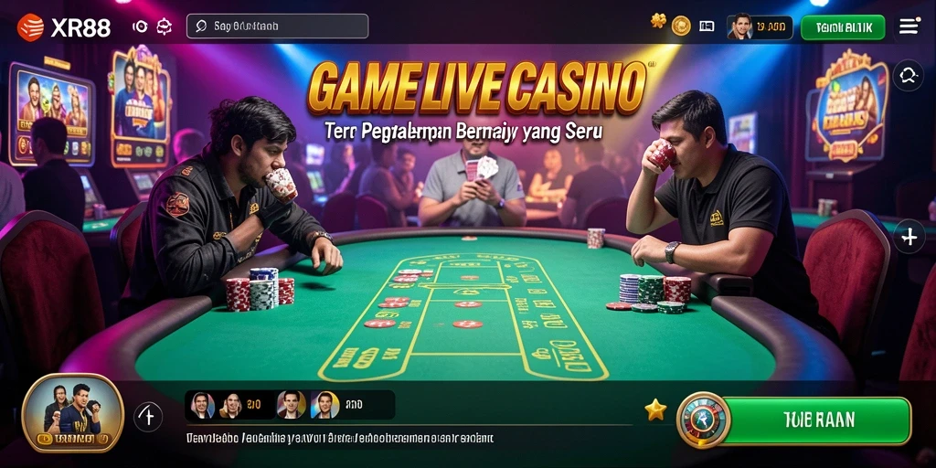 Screenshot gameplay XR88 menampilkan dealer langsung dalam suasana Live Casino.